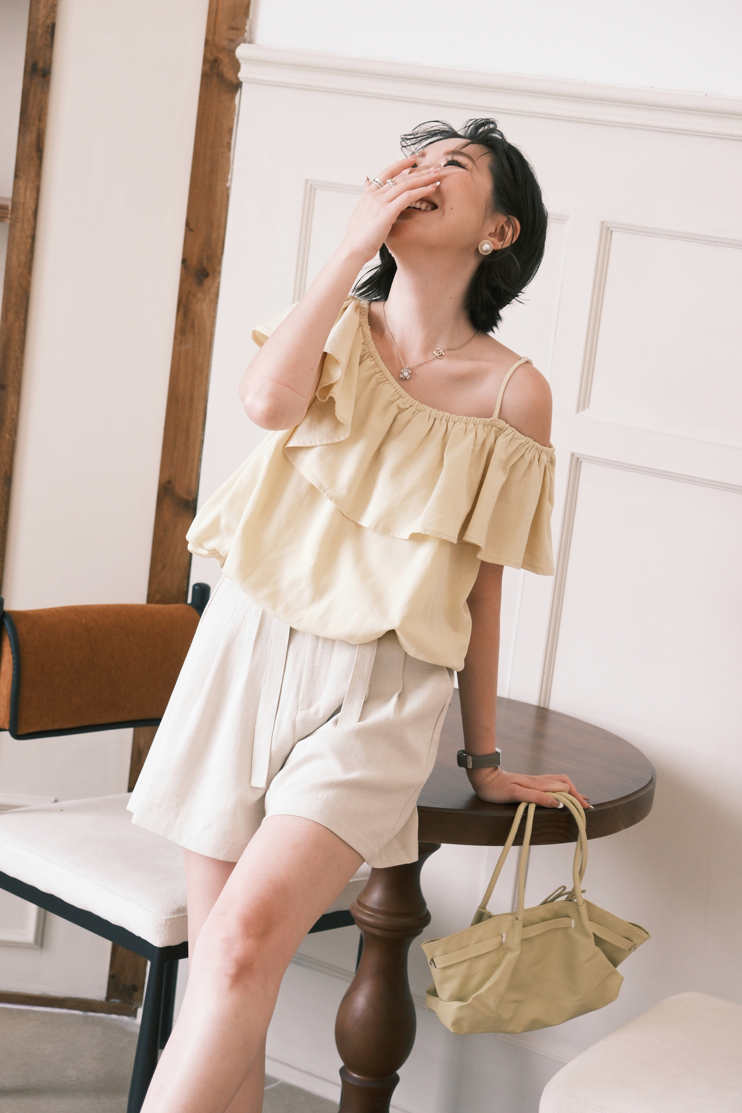 Audrey Ruffle Top in Yellow