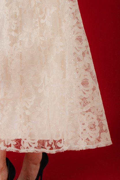 Ivory Lace Peplum Top & Skirt Set