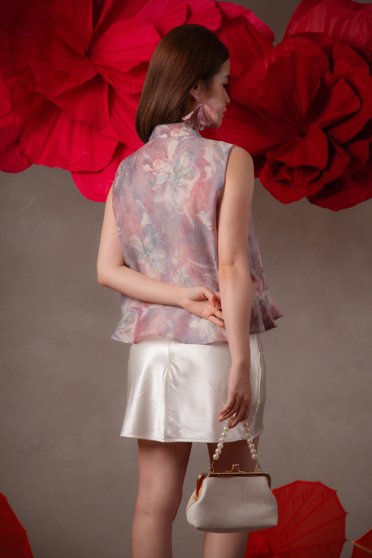Amber Satin Mini Skirt in Ivory