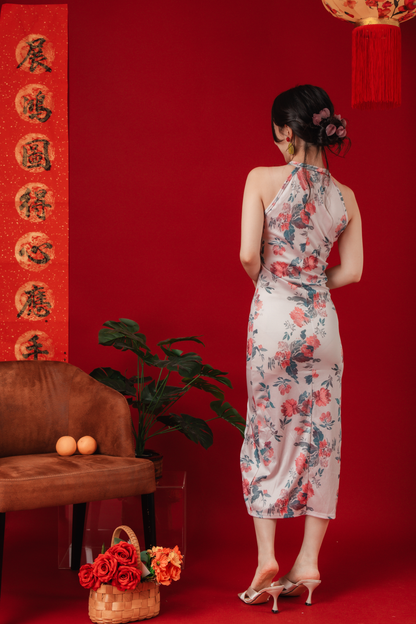 Bloom Halter Silhouette Cheongsam Dress (In-Stock)
