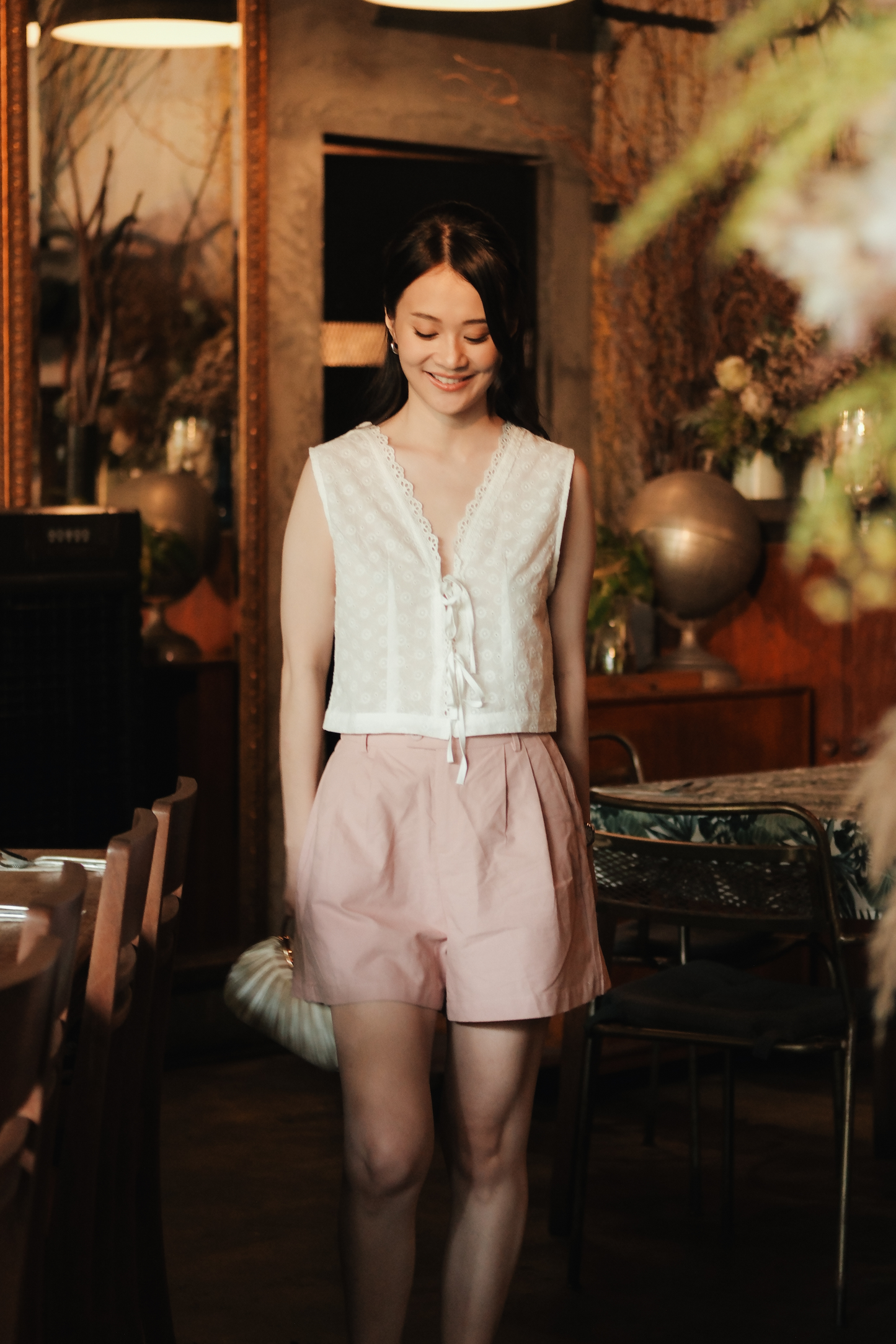 Celeste Lace Tie-Front Top in White