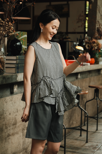 Giselle Gingham Ruffle Peplum Top
