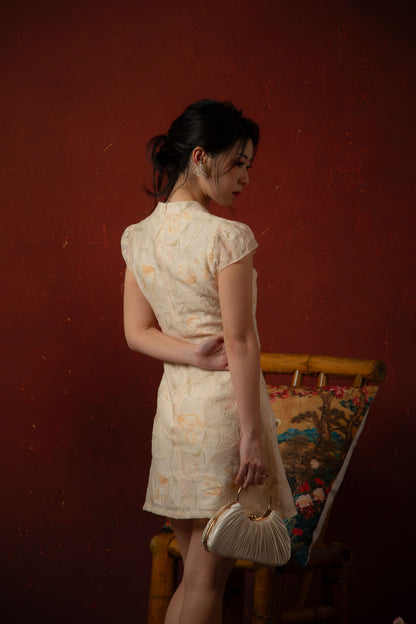 Oriental Garden Cheongsam Dress in Ivory