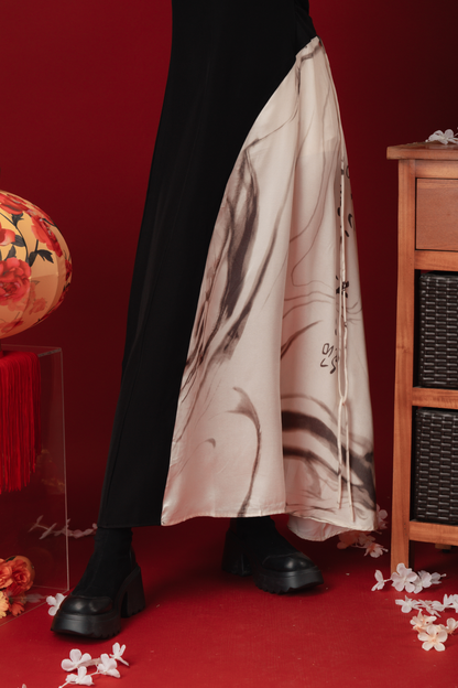 Maëlle Marble Maxi Cheongsam Dress