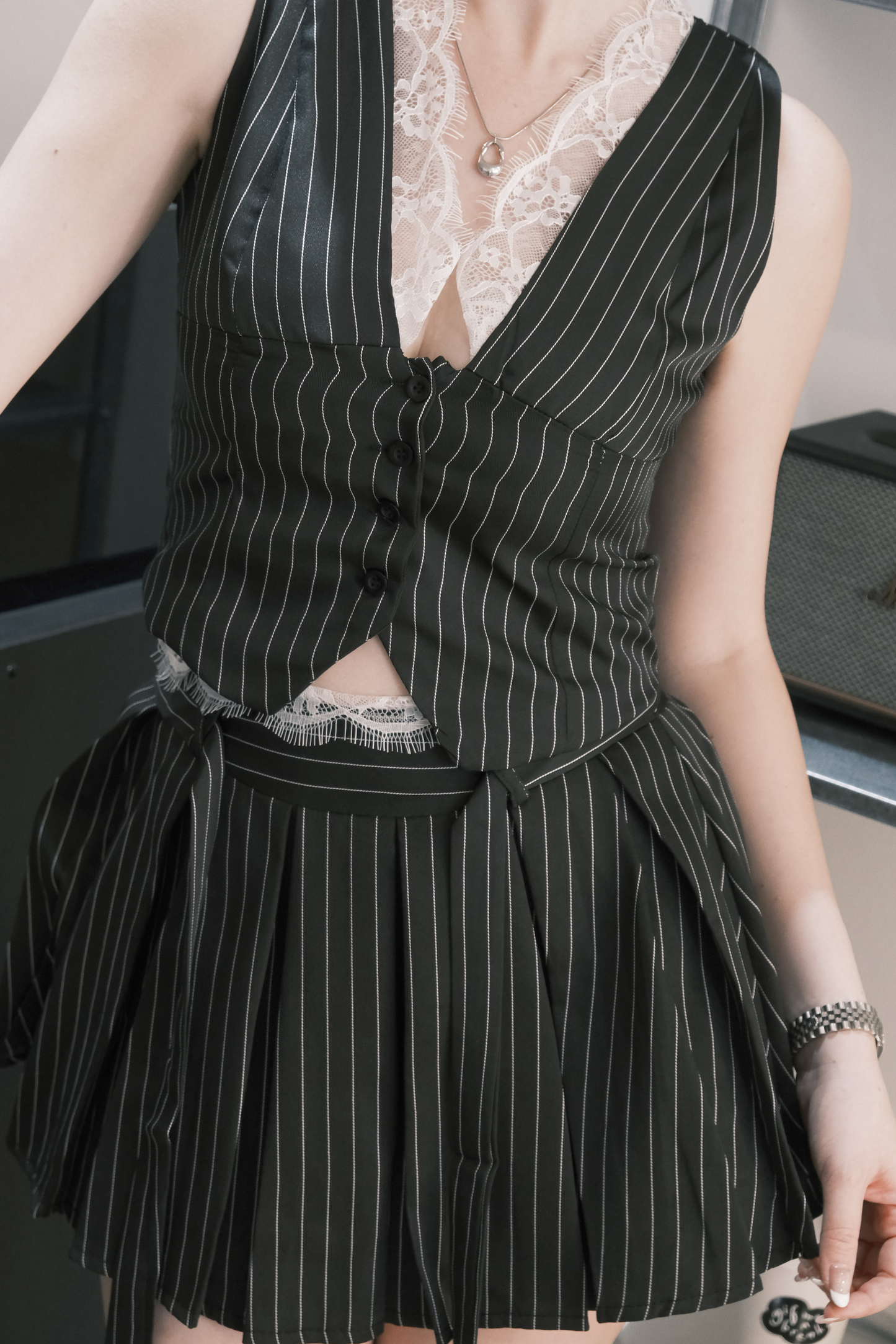 Valerie Pinstripe Vest Set