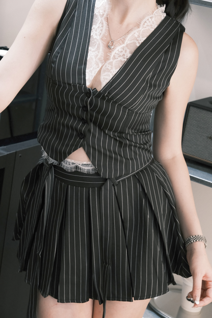 Valerie Pinstripe Vest Set