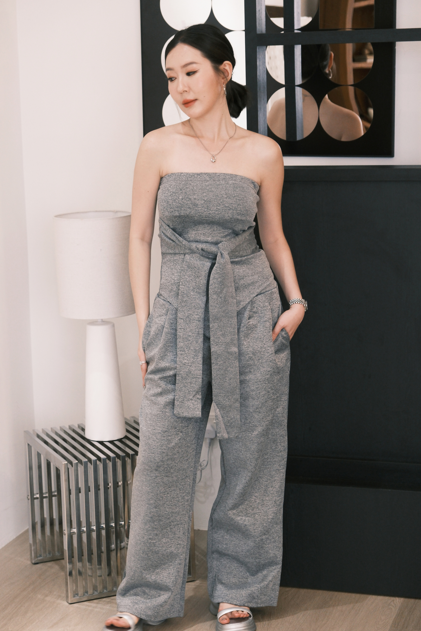 Celine Tie-Waist Jumpsuit Set