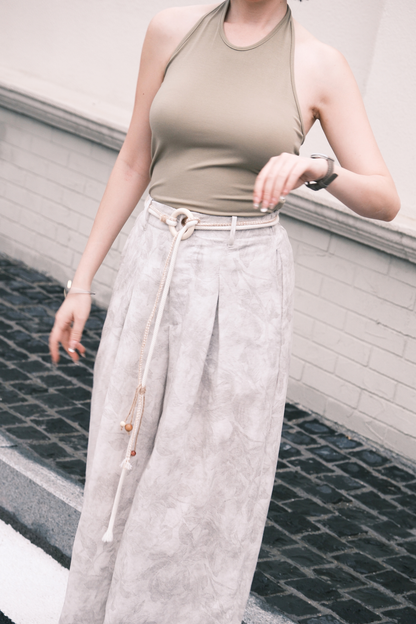 Sahara Marble Wide-Leg Pants in Khaki