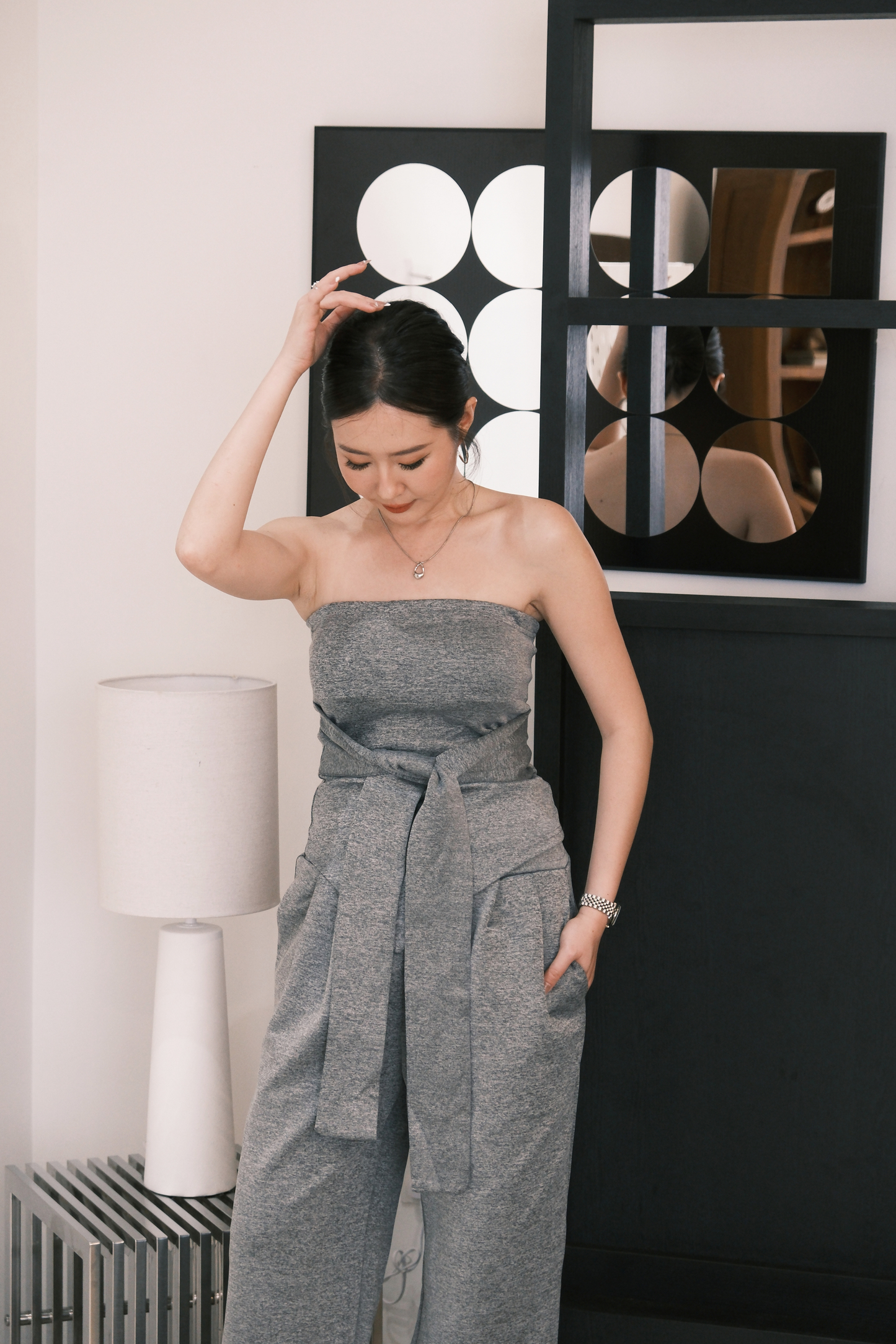 Celine Tie-Waist Jumpsuit Set
