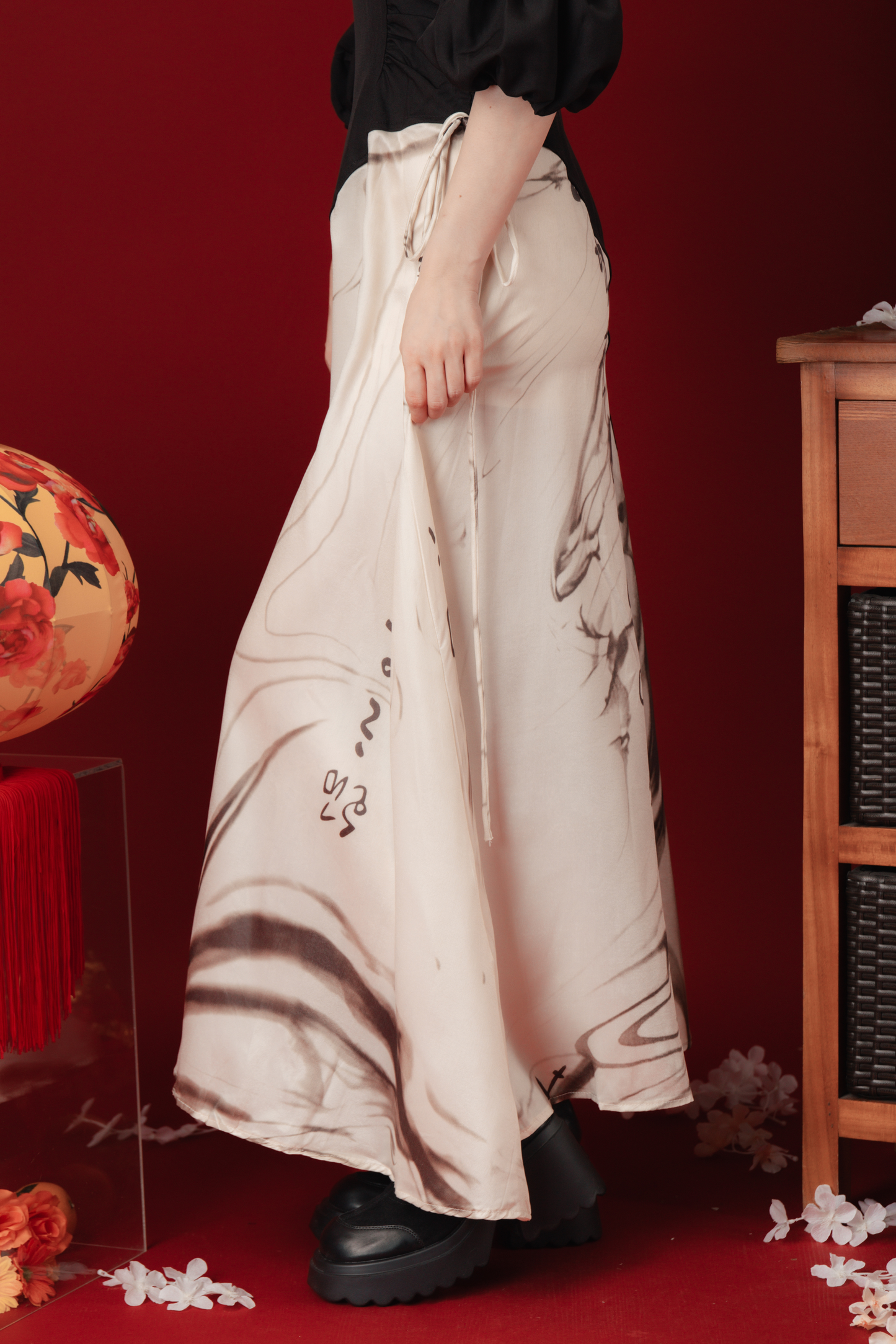 Maëlle Marble Maxi Cheongsam Dress