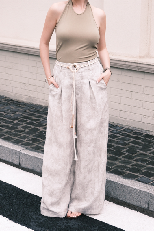Sahara Marble Wide-Leg Pants in Khaki