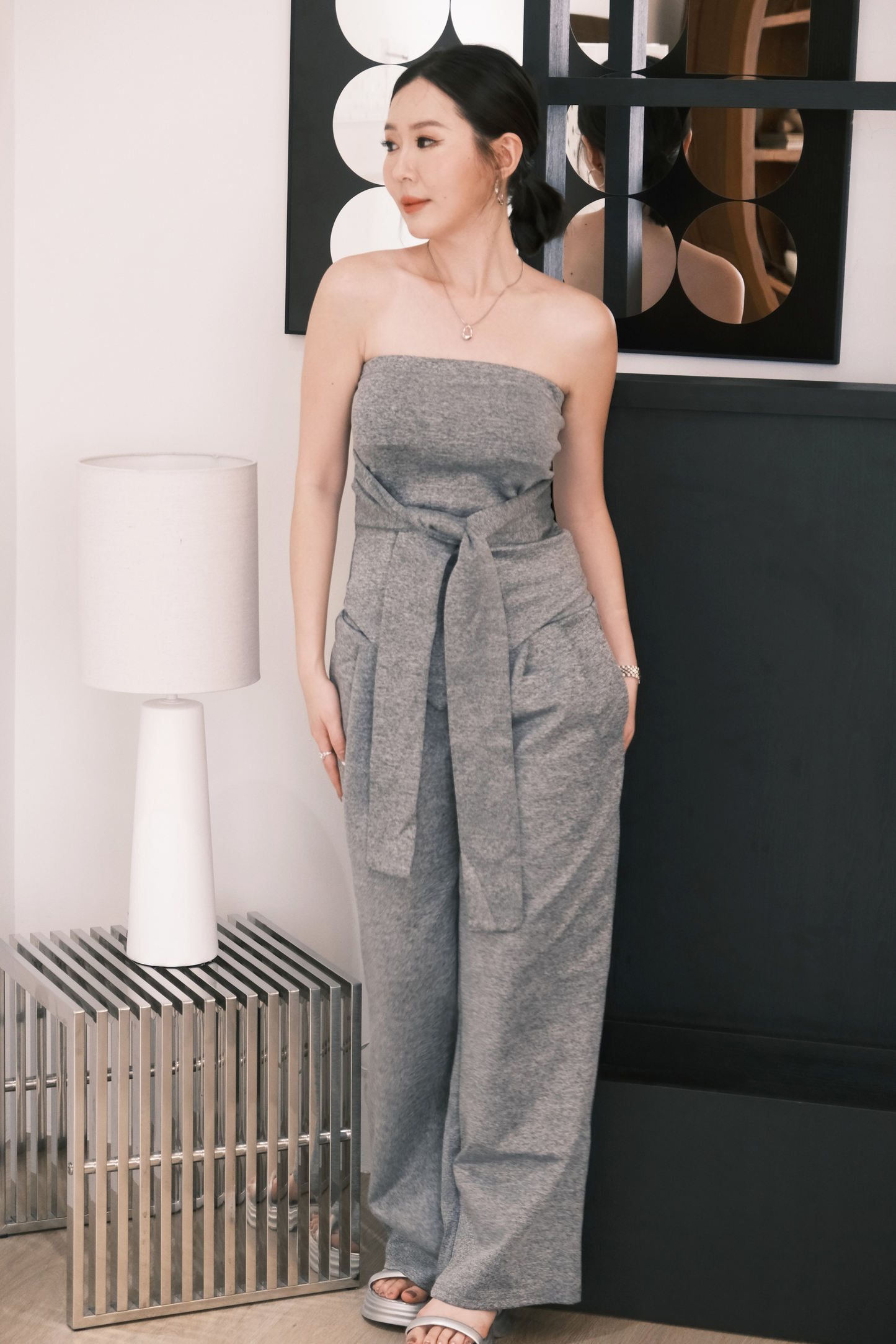 Celine Tie-Waist Jumpsuit Set