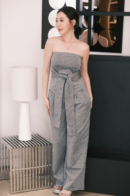 Celine Tie-Waist Jumpsuit Set