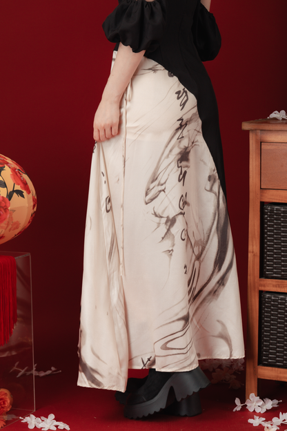 Maëlle Marble Maxi Cheongsam Dress