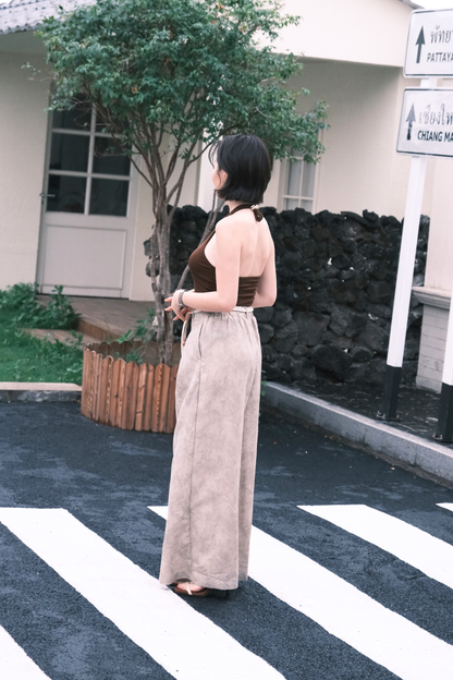 Sahara Marble Wide-Leg Pants in Cream