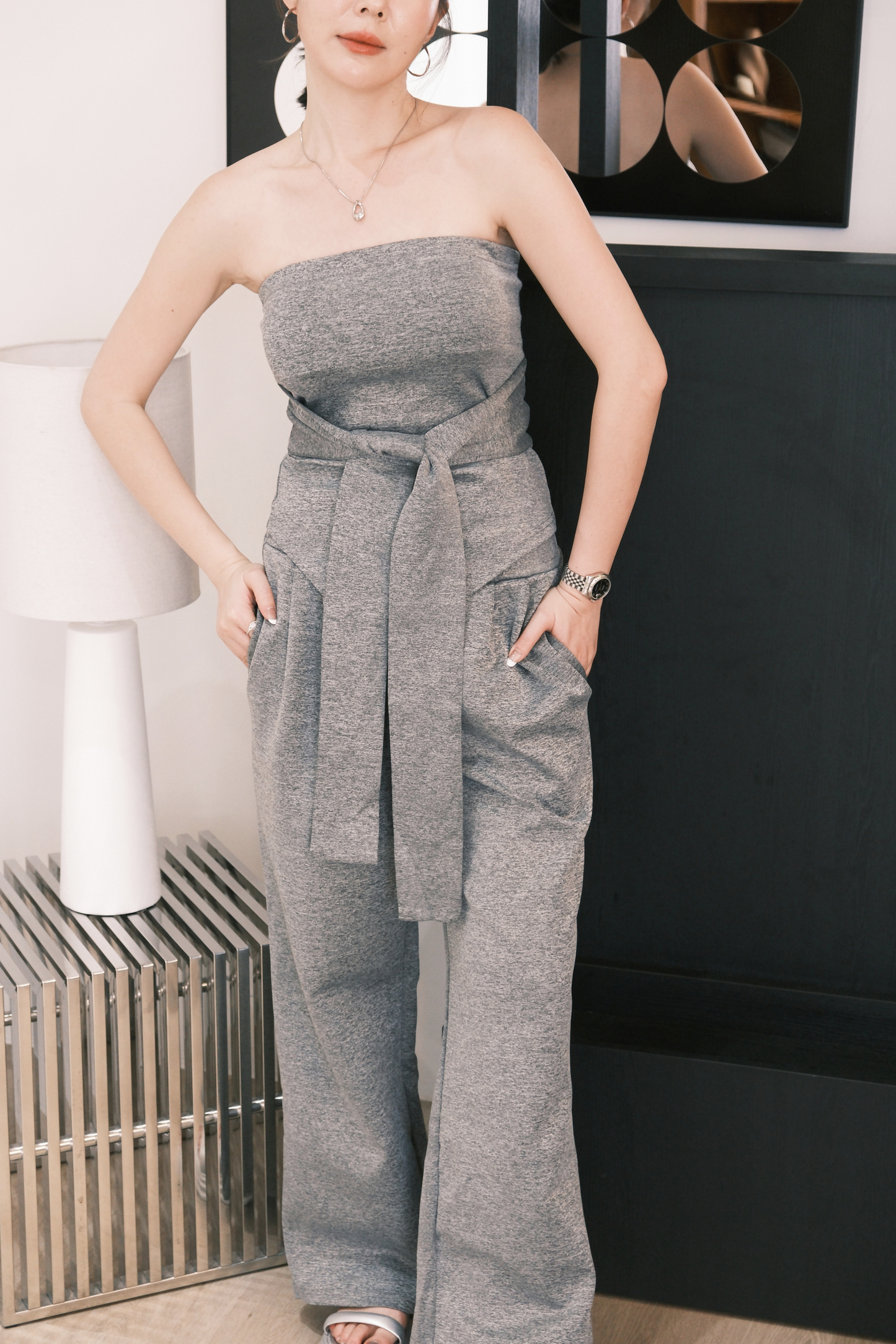 Celine Tie-Waist Jumpsuit Set