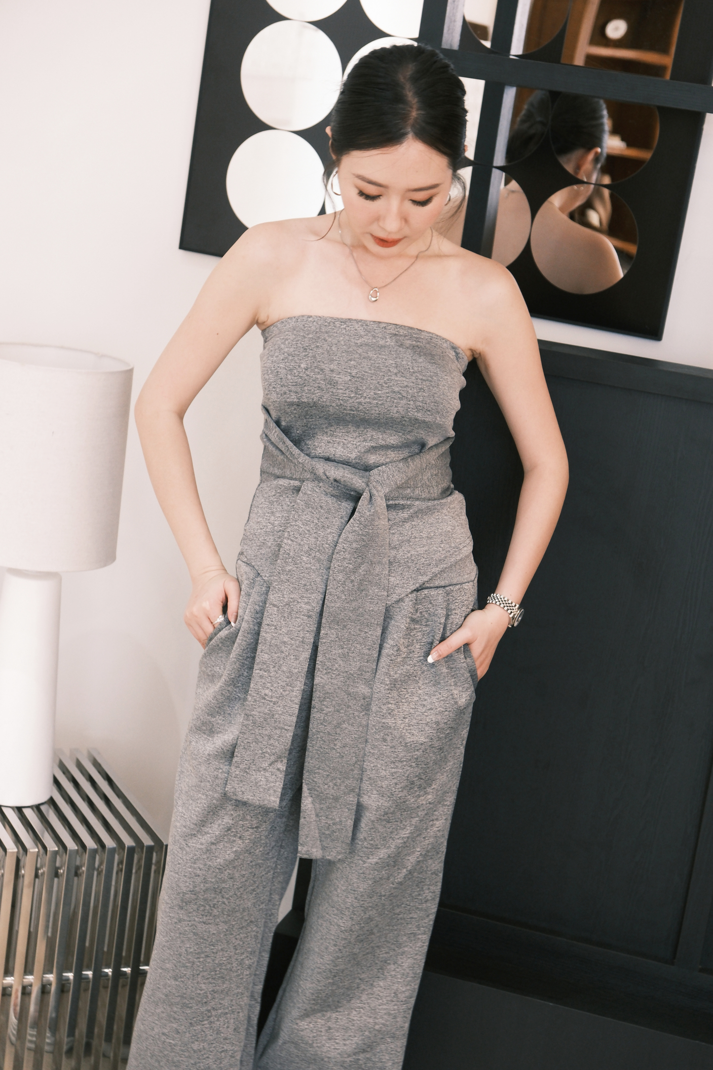 Celine Tie-Waist Jumpsuit Set