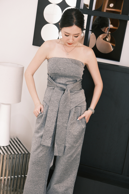 Celine Tie-Waist Jumpsuit Set