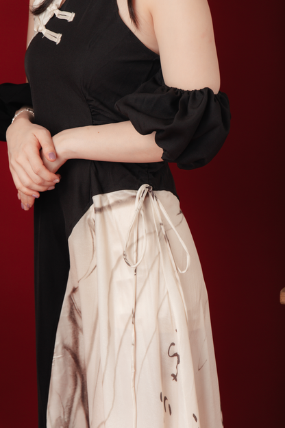 Maëlle Marble Maxi Cheongsam Dress