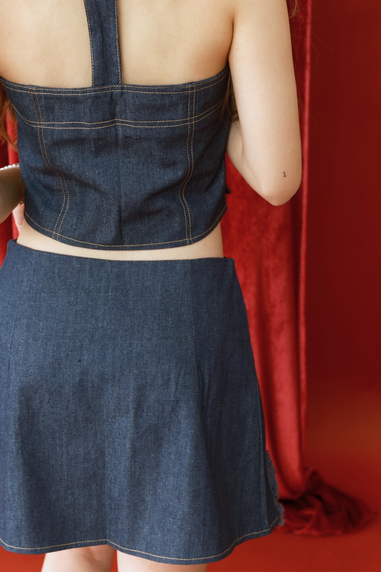 Midnight Denim Muse Pleated Two-Piece Set