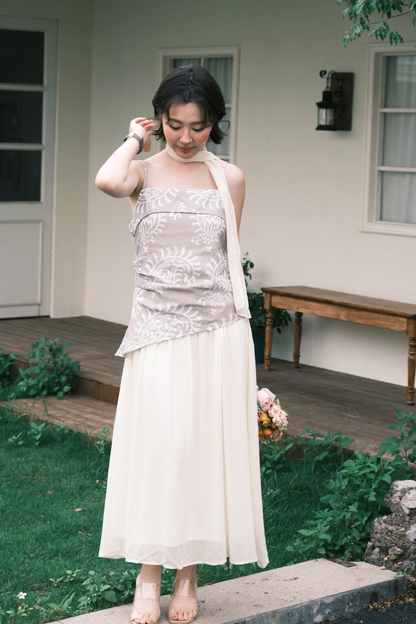 Seraphina Embroidered Dress in Grey