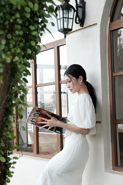 Camille Puff Sleeve Twinset in White