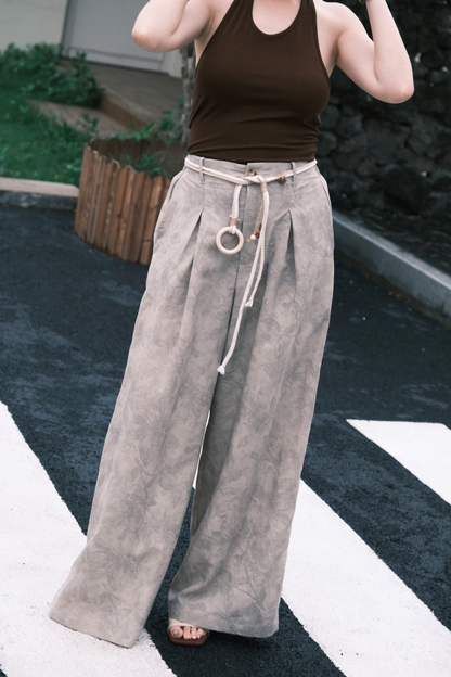 Sahara Marble Wide-Leg Pants in Cream