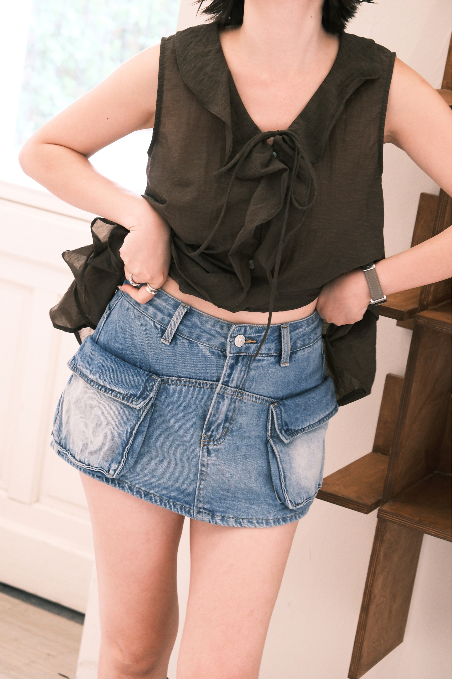 Chloé Cargo Denim Skirt