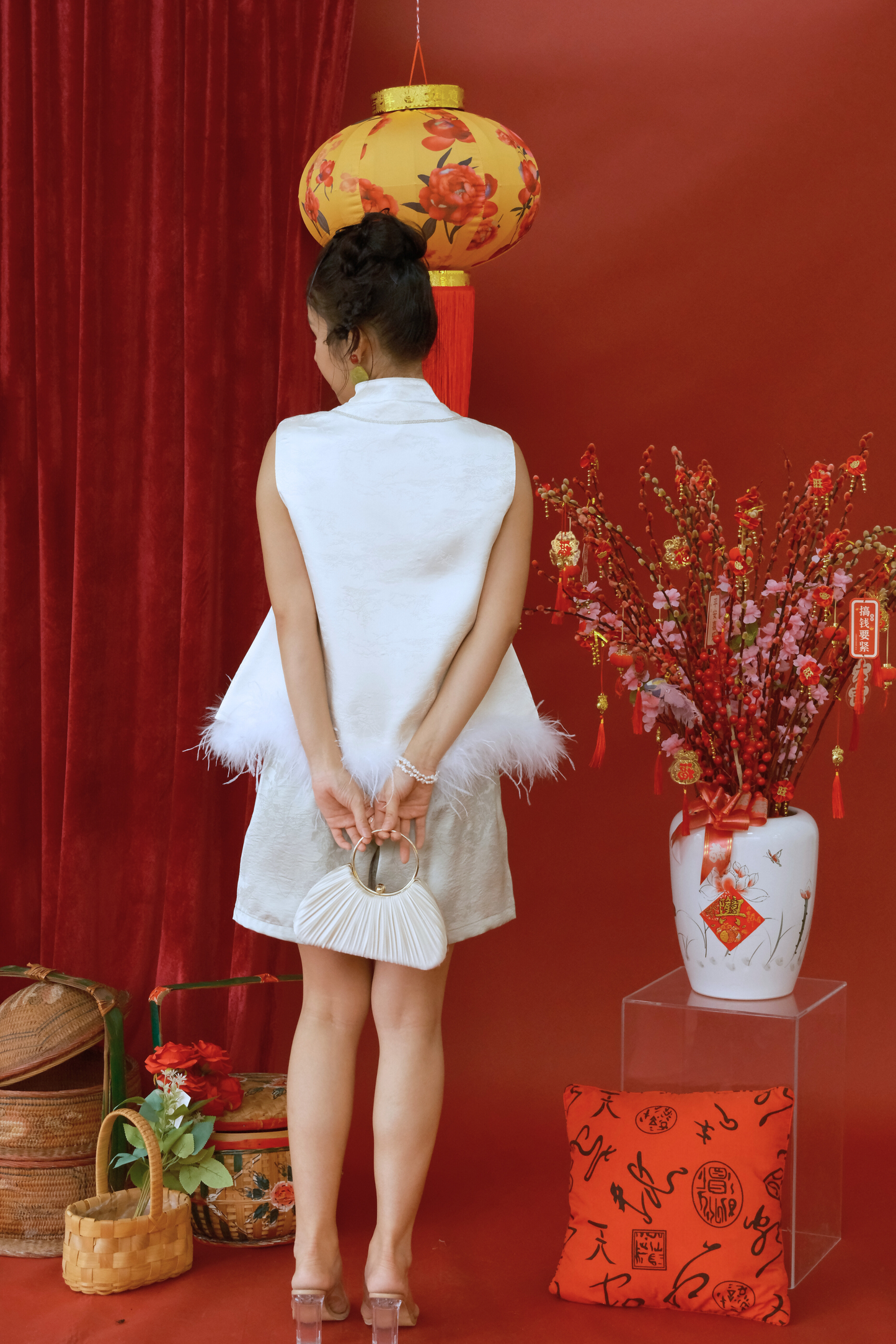 Odette Embroidered Feather Vest