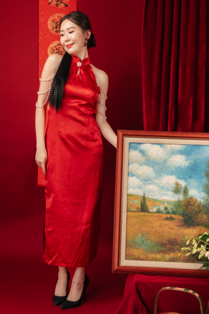 Seraphine Pearl-Embellished Cheongsam Dress