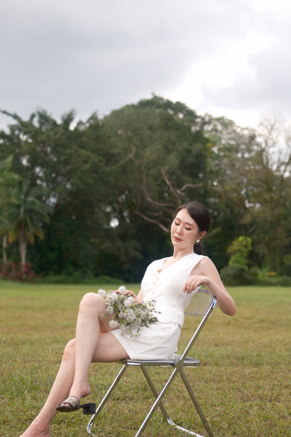 Colette Linen Button Vest in Ivory