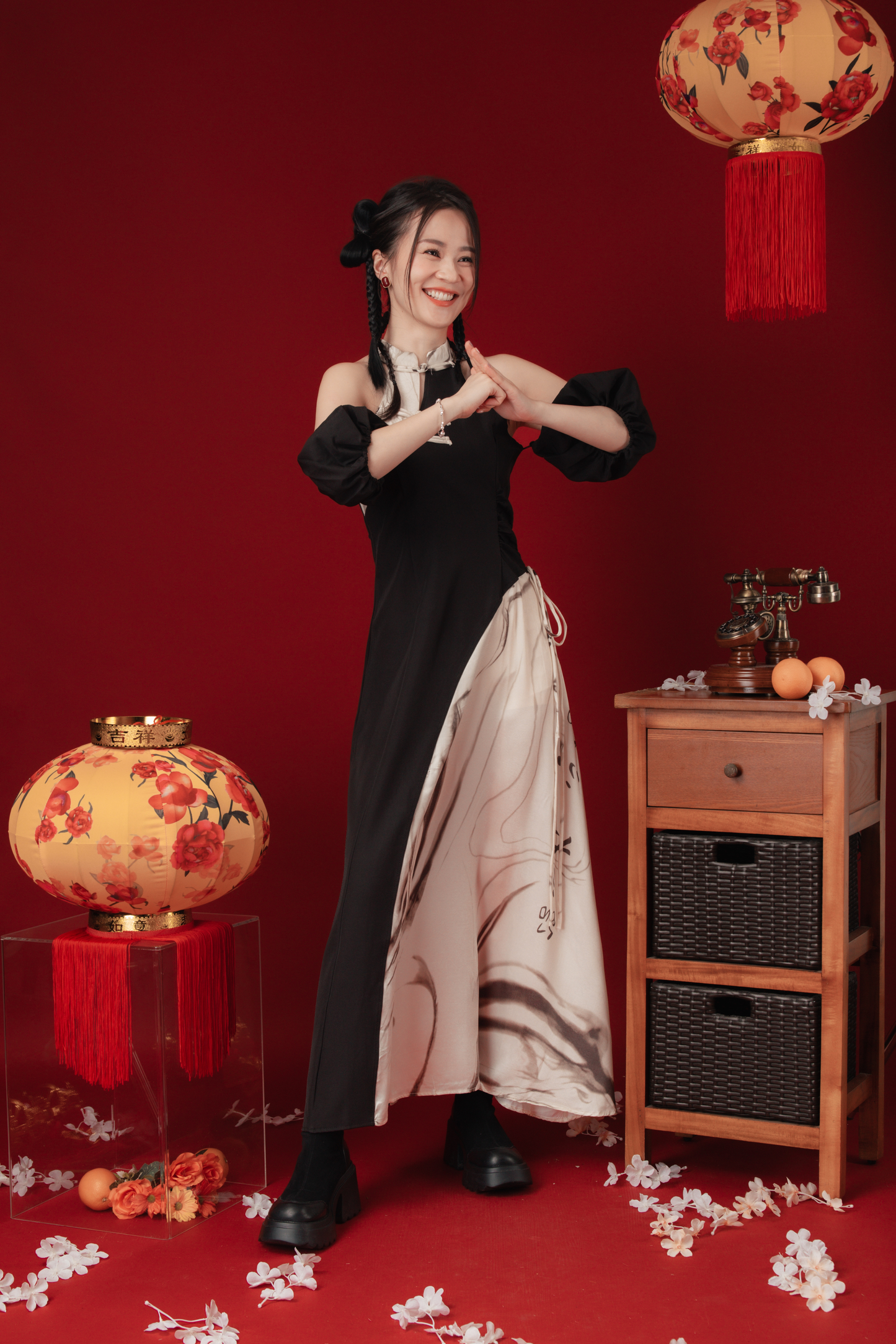 Maëlle Marble Maxi Cheongsam Dress