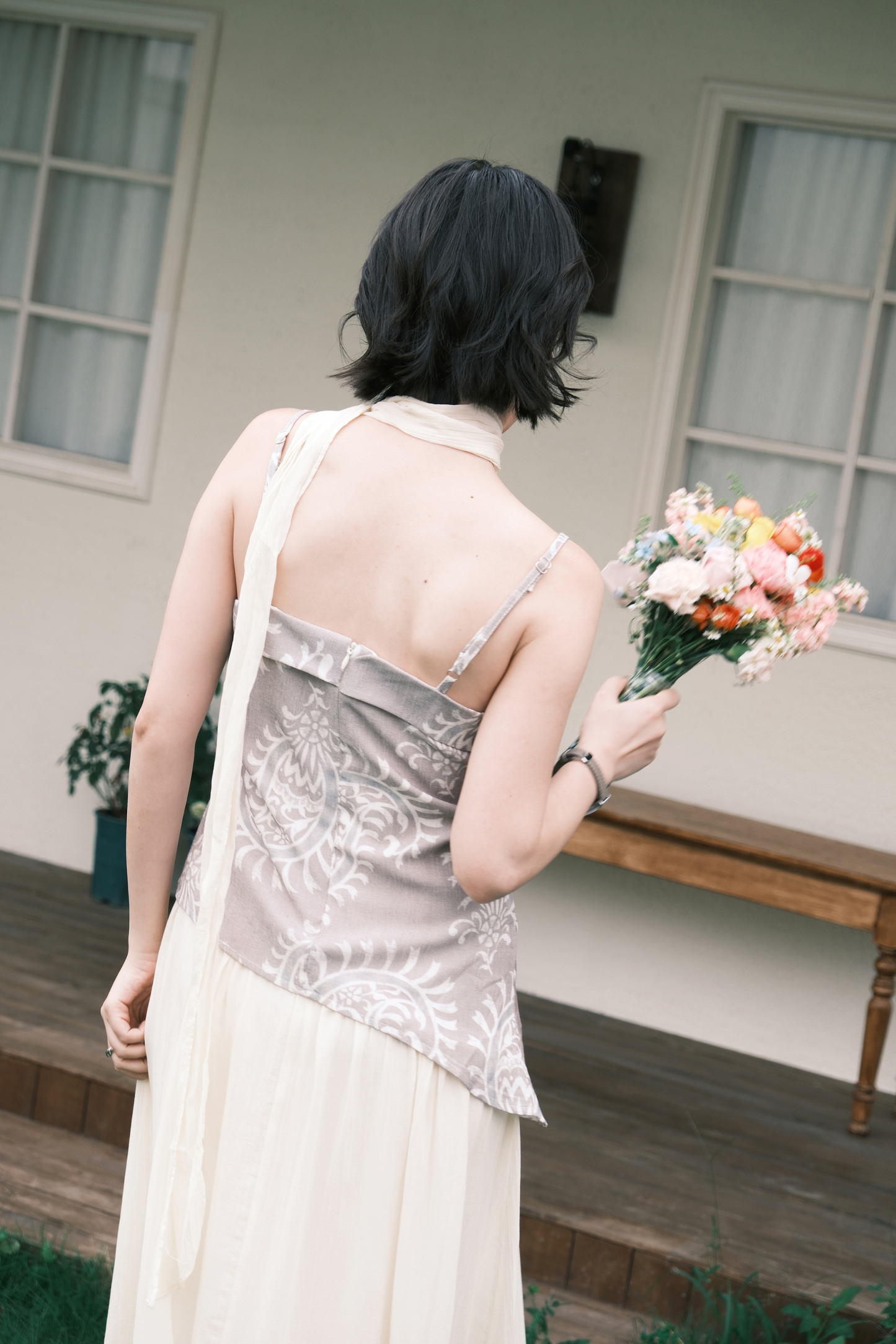 Seraphina Embroidered Dress in Grey