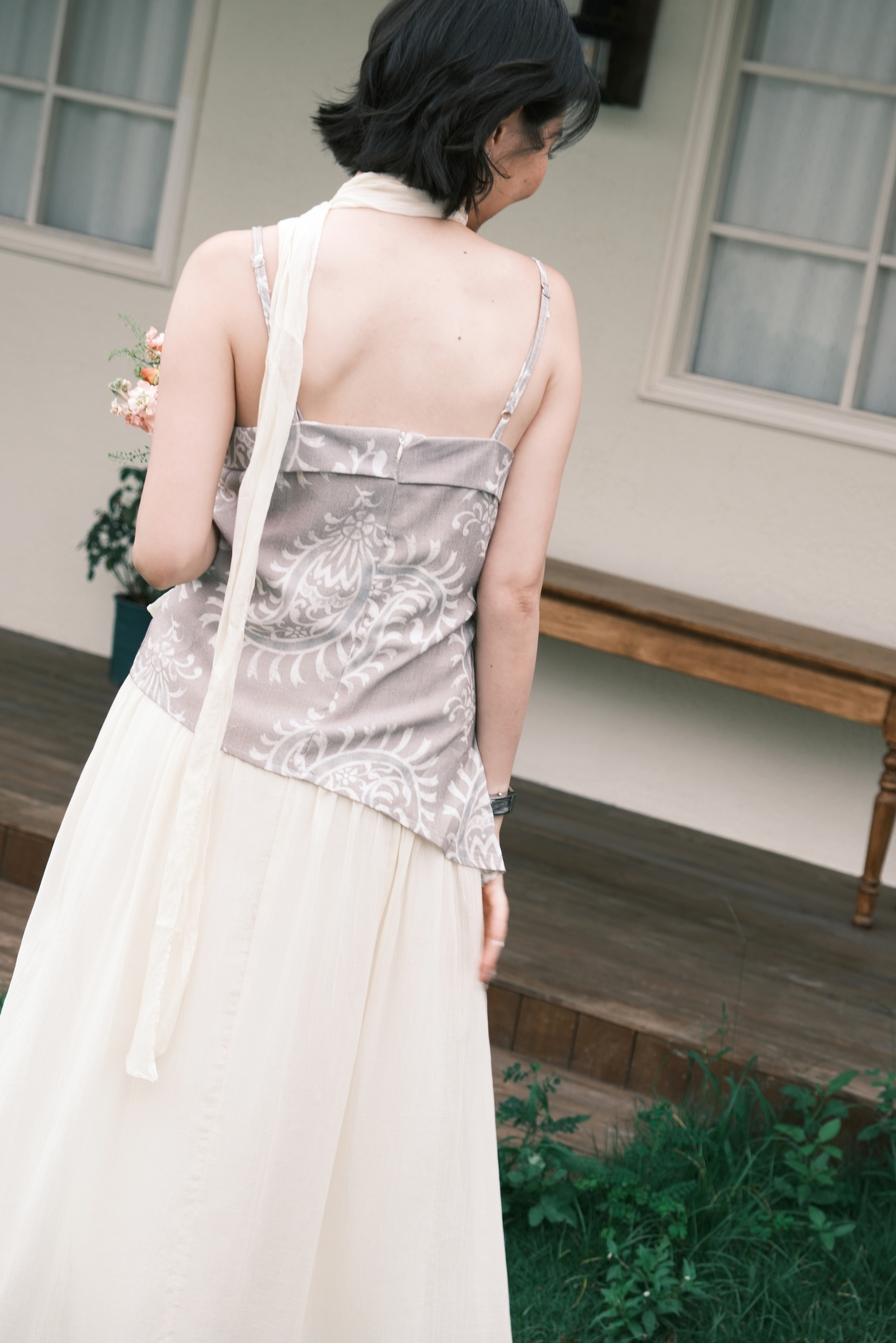 Seraphina Embroidered Dress in Grey