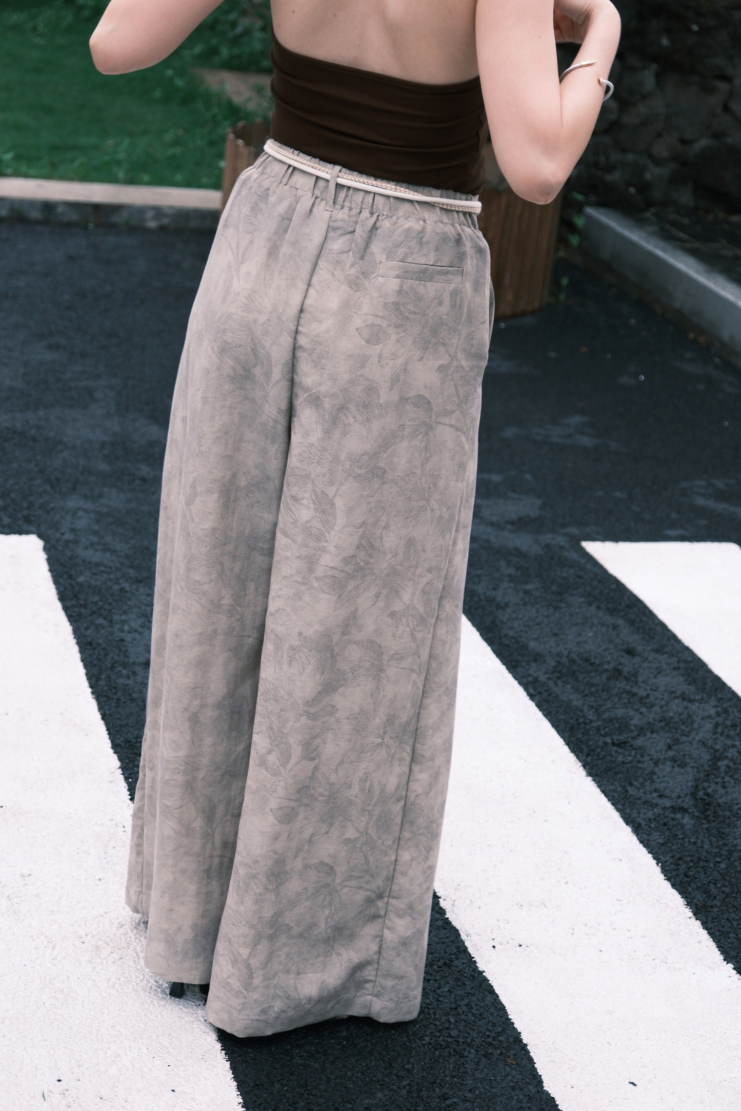 Sahara Marble Wide-Leg Pants in Cream