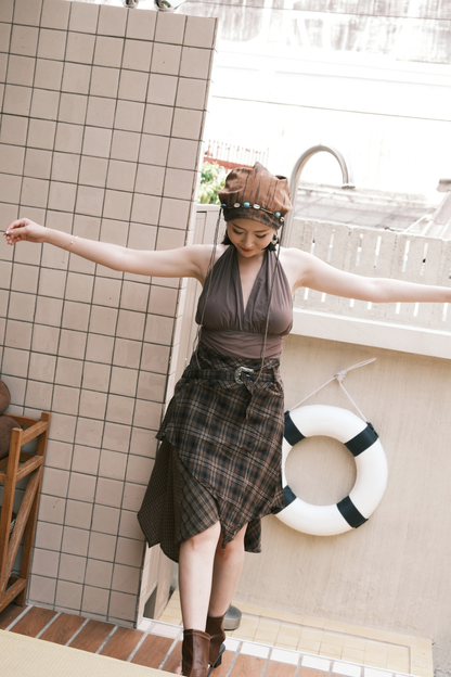 Noir Sculpt Halter Top in Brown