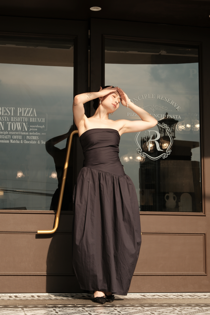 Céline Pure Bow Gown in Dark Blue