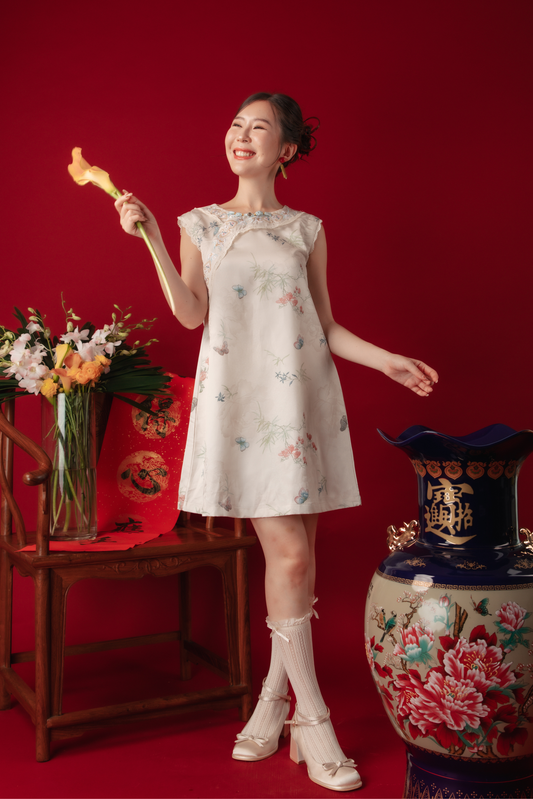 Iris Blossom Jacquard Cheongsam Dress