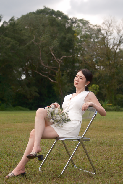 Colette Linen Button Vest in Ivory