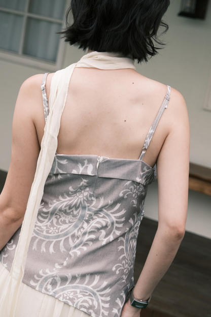Seraphina Embroidered Dress in Grey