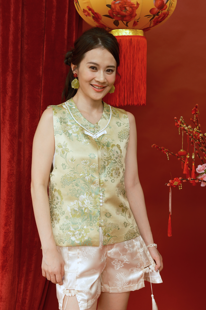 Jade Blossom Sleeveless Cheongsam Top (In-Stock)