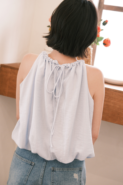 Elara Gathered Top in Blue
