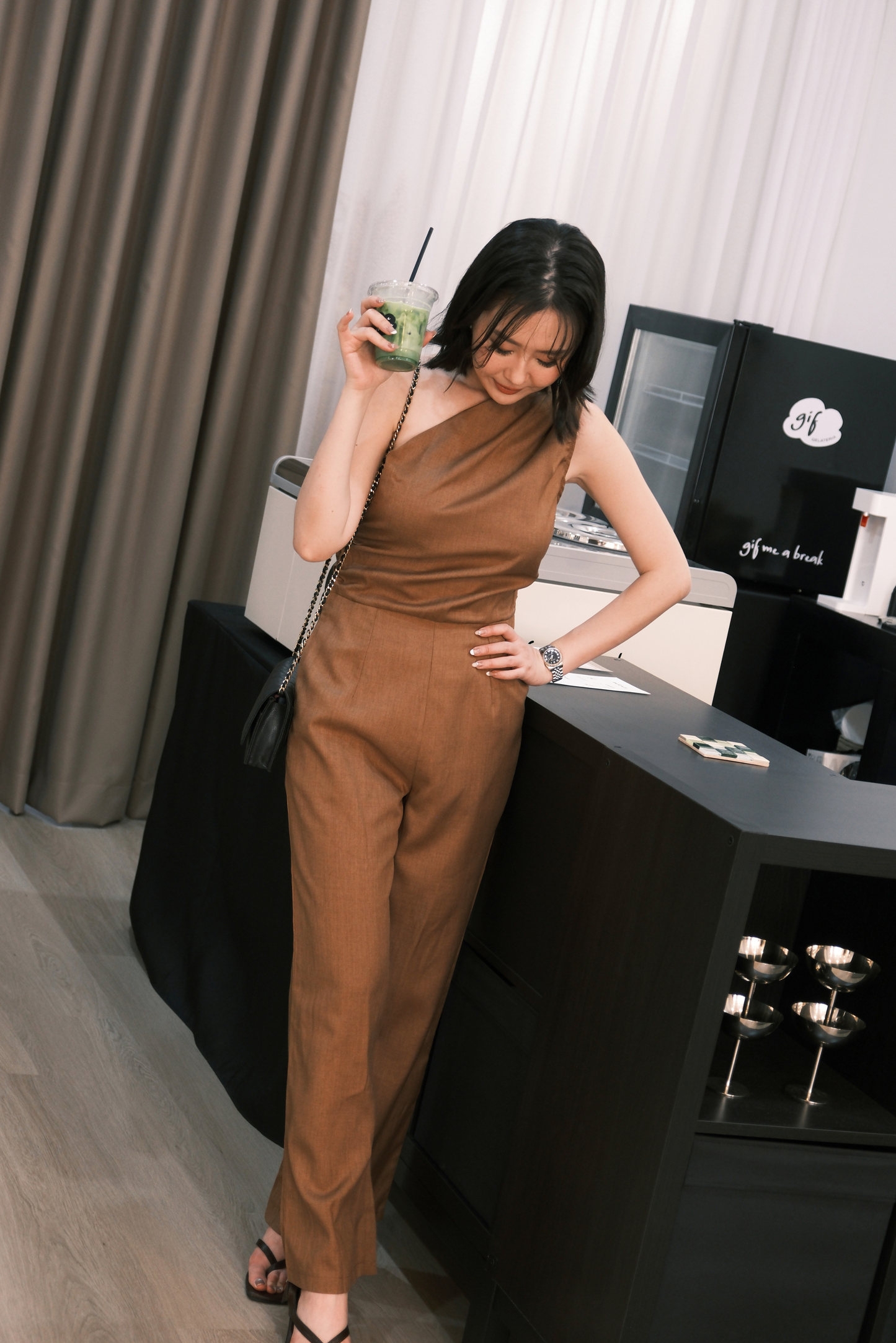 Clémence Luxe One-Shoulder Jumpsuit