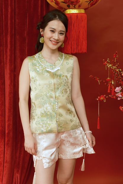 Jade Blossom Sleeveless Cheongsam Top (In-Stock)