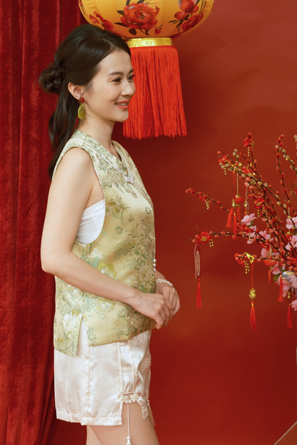 Jade Blossom Sleeveless Cheongsam Top (In-Stock)