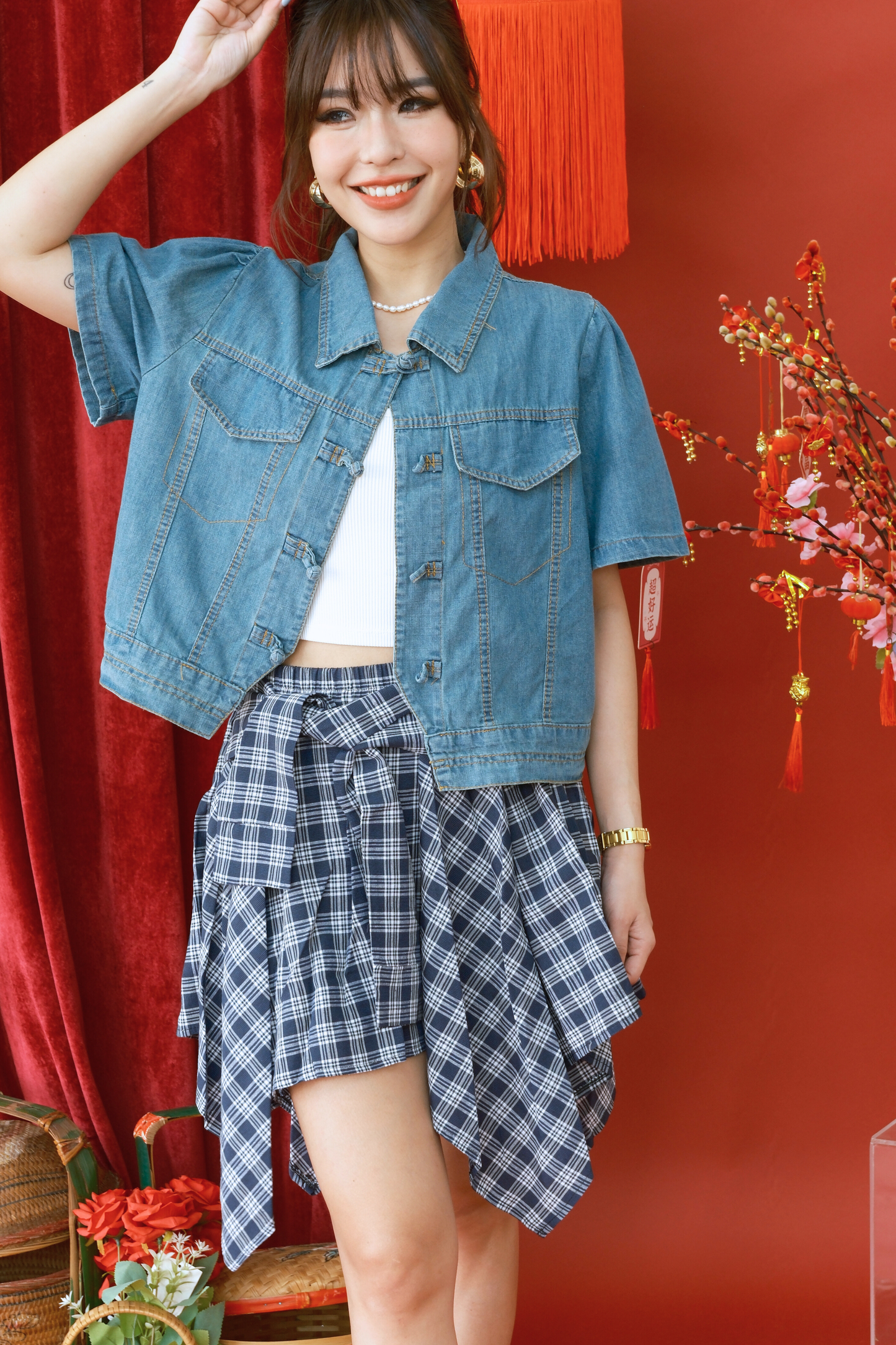 Elara Denim Petal Jacket in Blue