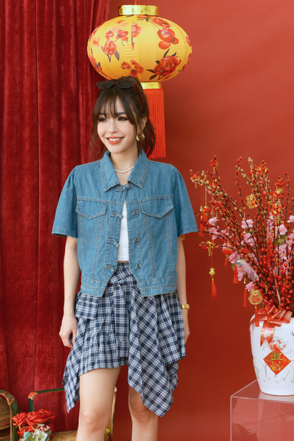 Elara Denim Petal Jacket in Blue