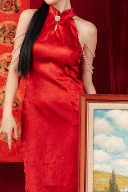 Seraphine Pearl-Embellished Cheongsam Dress