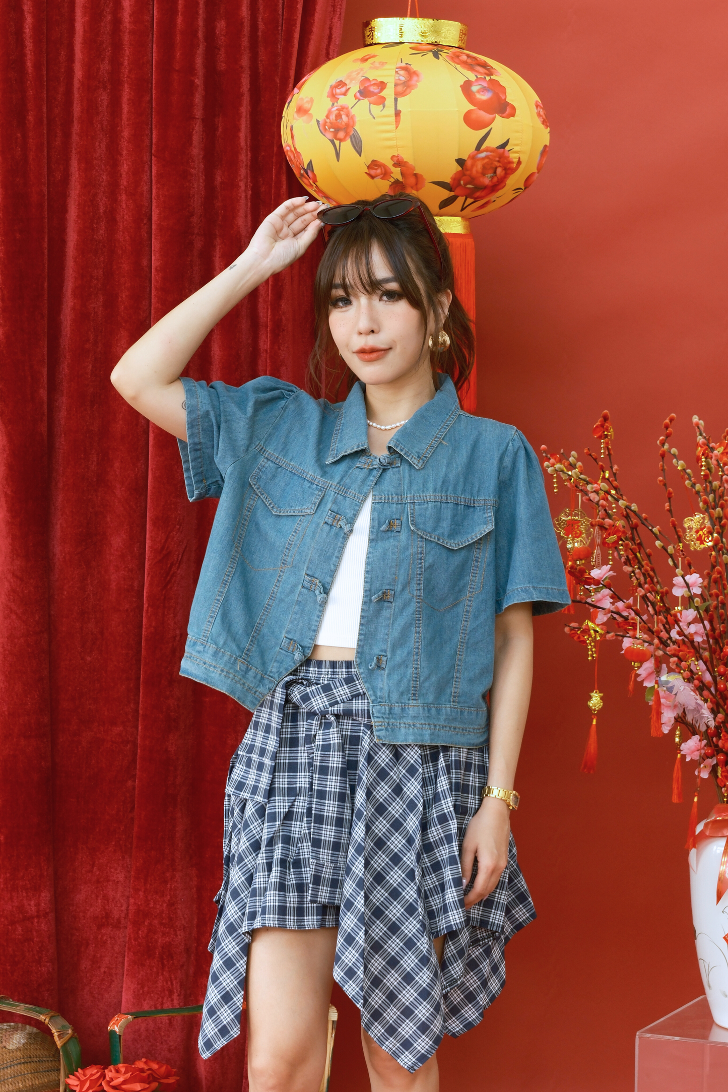 Elara Denim Petal Jacket in Blue