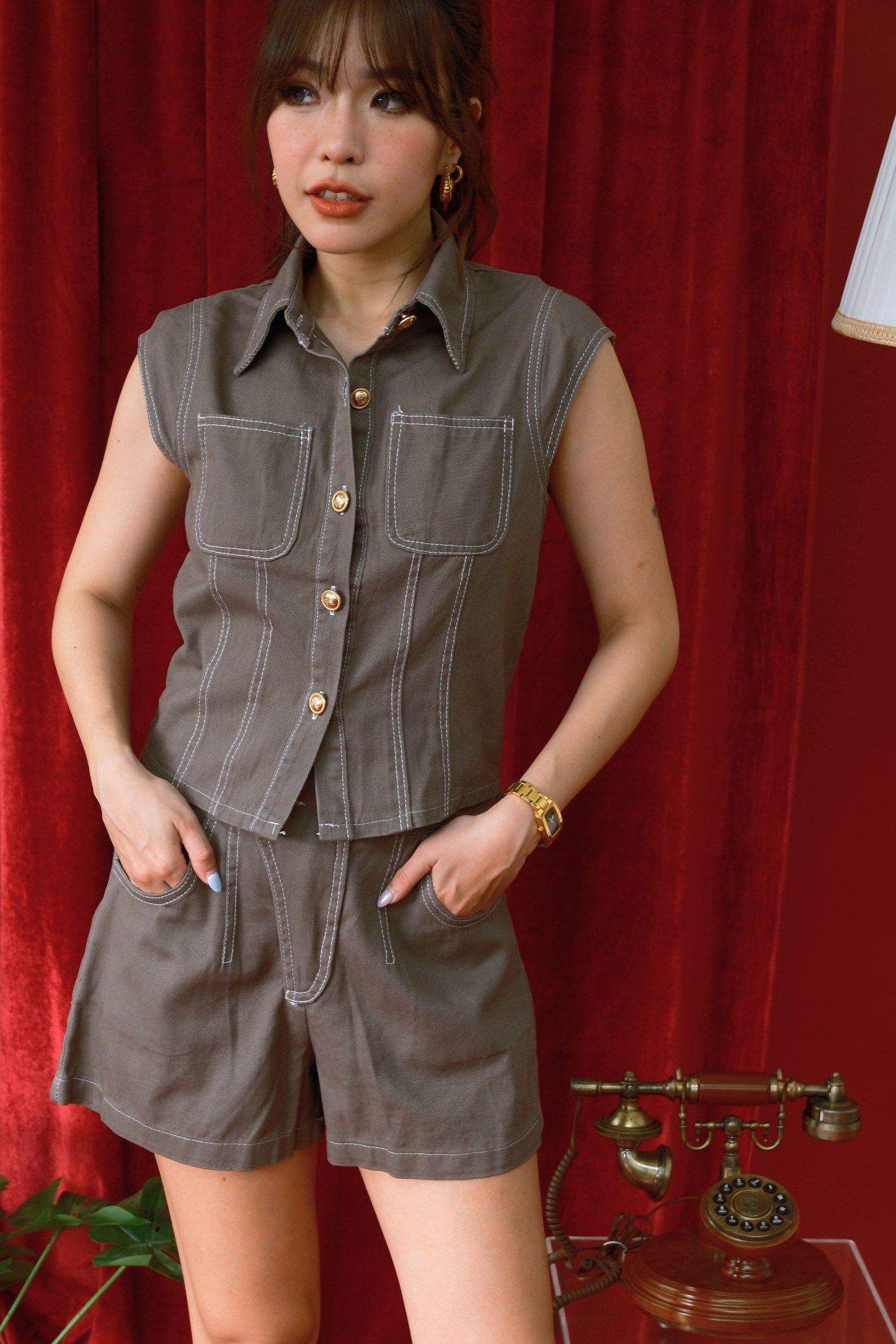 Urban Slate Sleeveless Denim Set